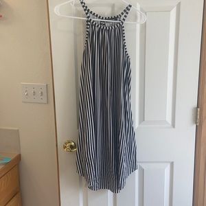 Black & white stripped thigh high dress